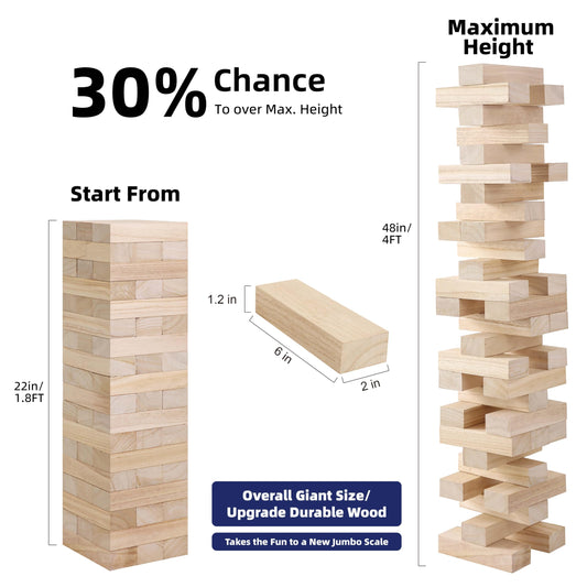 GOTHINK Giant Tumble Tower full height view shows tower over four feet