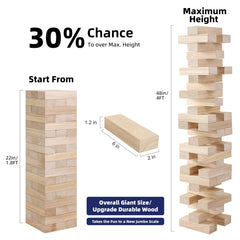 GOTHINK Giant Tumble Tower full height view shows tower over four feet