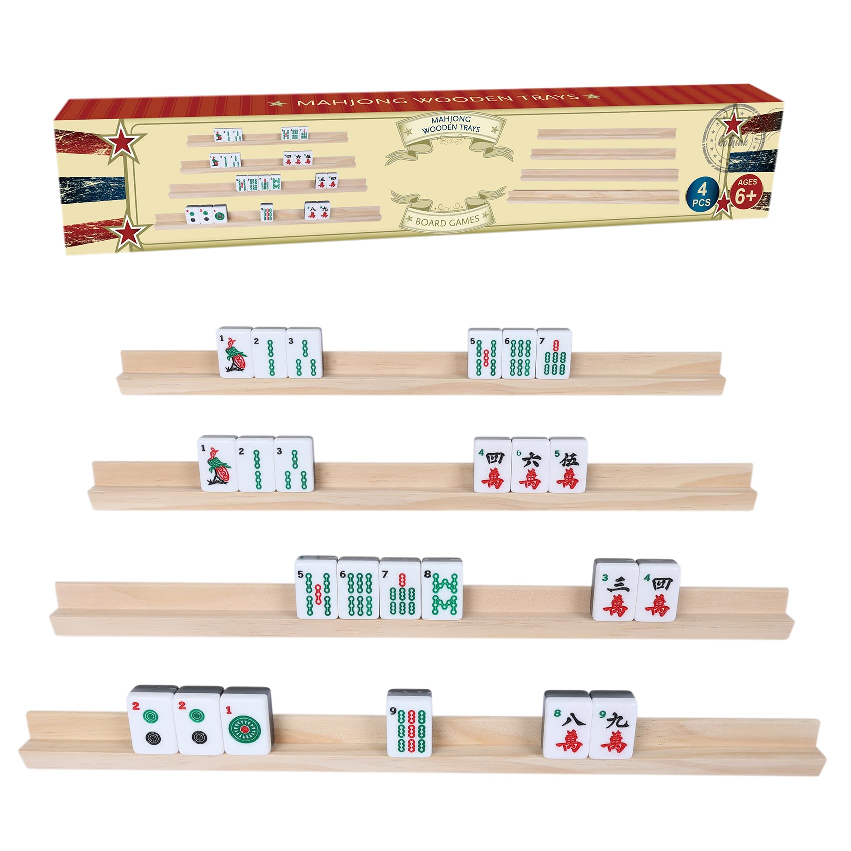 GOTHINK four-pack mahjong trays with top view showing organized tile slots
