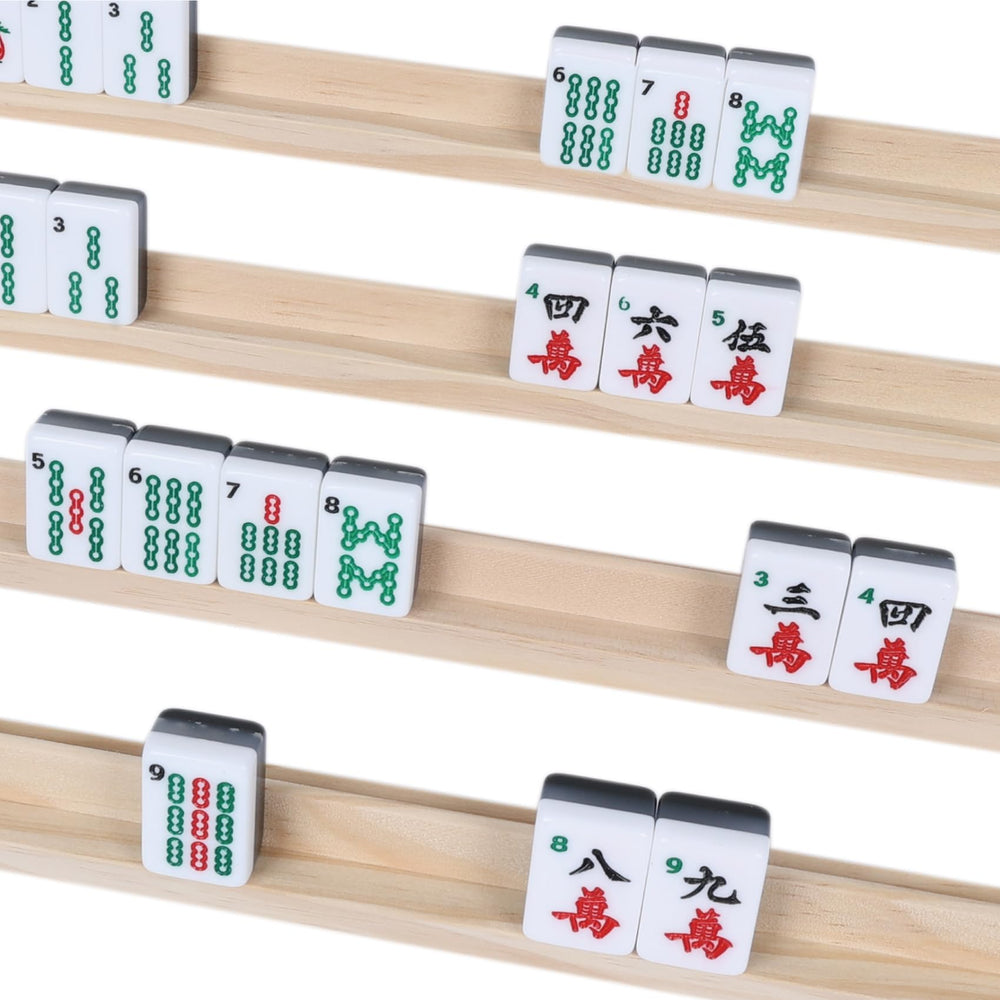 GOTHINK racks for mahjong and Mexican Train demonstrate versatility