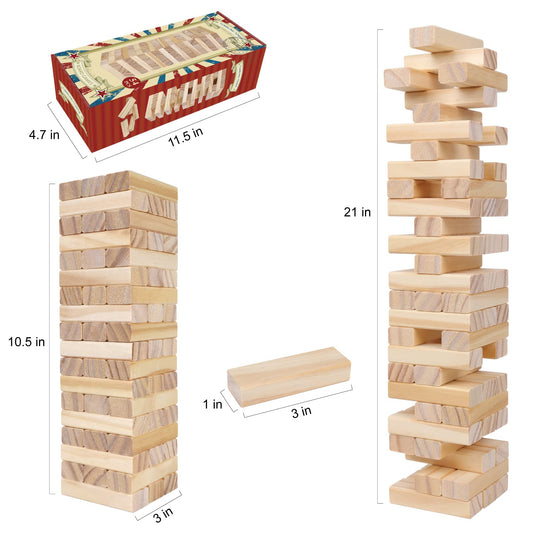 GOTHINK Tumble Tower wooden blocks inspire cooperative family games.