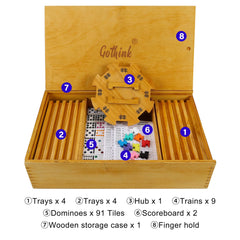 GOTHINK wooden carrying case keeps all pieces secure while traveling.