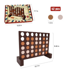 GOTHINK wooden four-in-a-row discs smooth to drop with satisfying click.