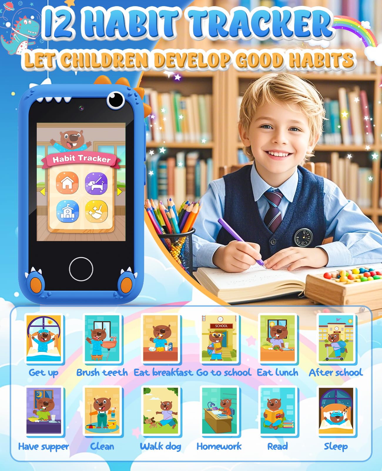 Gothwick dinosaur smartphone toy shockproof-case protects against drops.