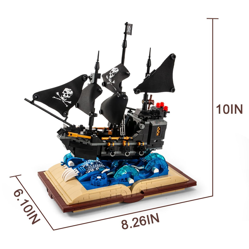 Gotimon Black Pearl Ship Grimoire on shelf, ideal for imaginative play and stylish display.