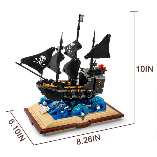 Gotimon Black Pearl Ship Grimoire on shelf, ideal for imaginative play and stylish display.