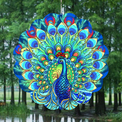 GOTOME Peacock wind spinner with detachable S-hook for easy hanging.