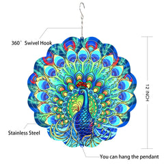 GOTOME Peacock wind spinner suitable for indoor or outdoor decor.