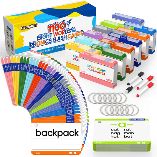Gotoofun 1180 sight-words cards for building word recognition and fluency.