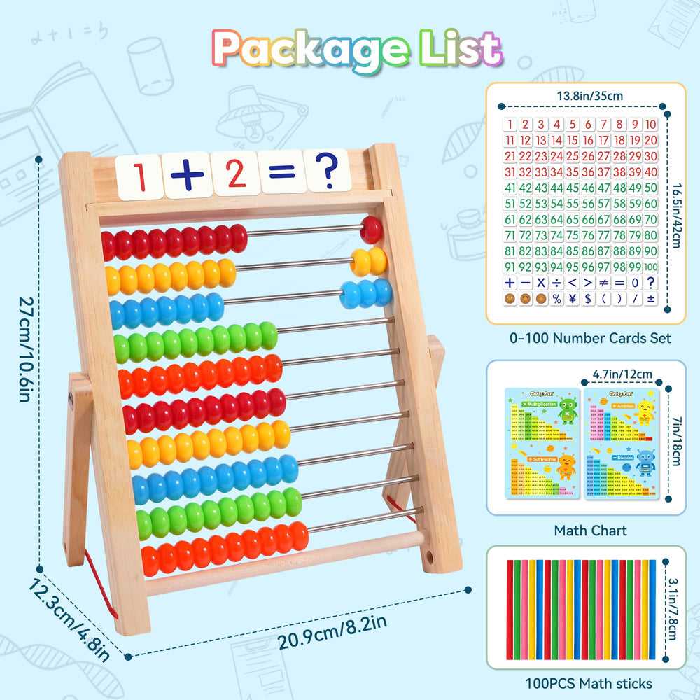 Gotoofun abacus with 120 flash cards highlighting numbers and symbols for learning.