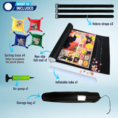 Gourbette inflatable tube for quick roll-and-store of puzzles
