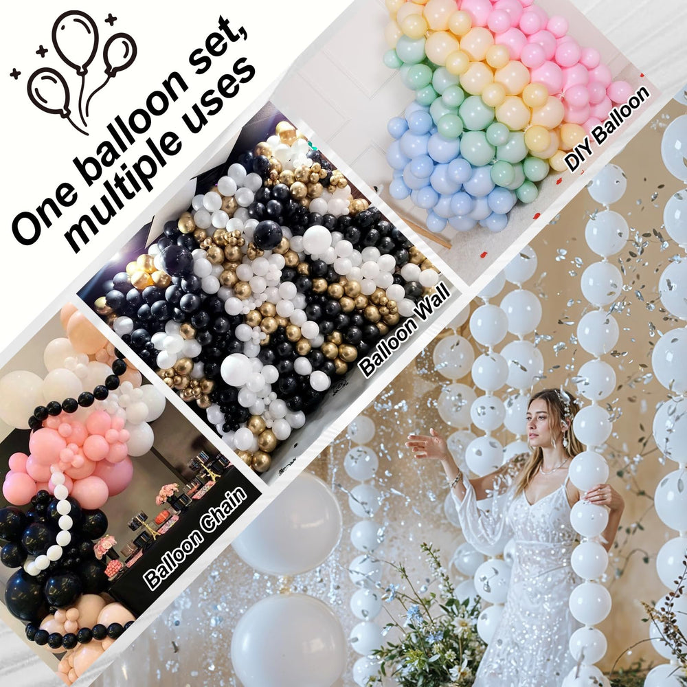 Govpy pearl white balloons arranged for a chic backdrop.