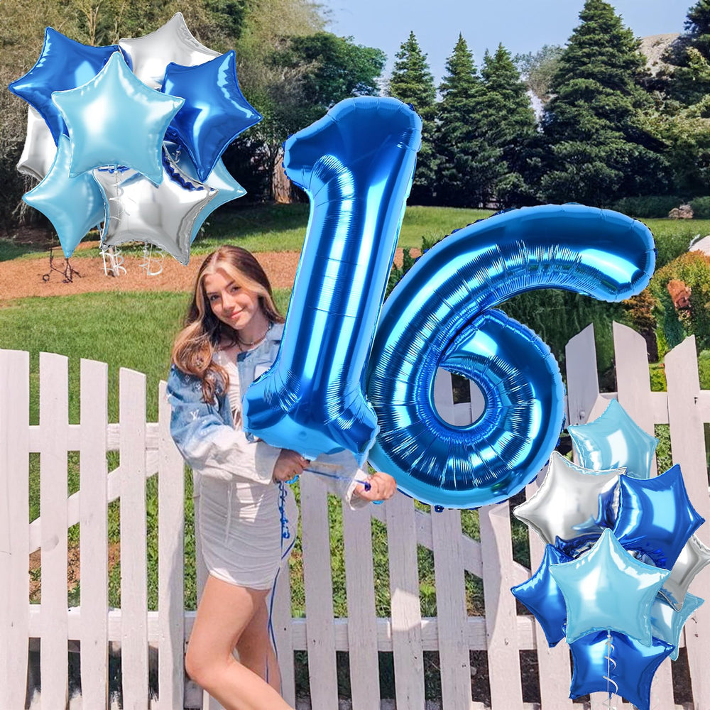 Govpy blue star balloons 18-inch bundle for coordinated party themes