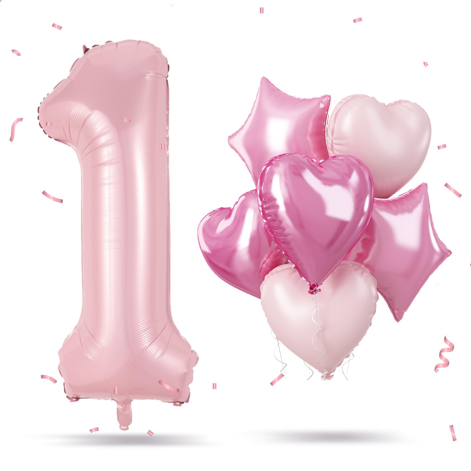 Govpy pastel pink 40-inch number 1 balloon creates a dramatic birthday centerpiece.