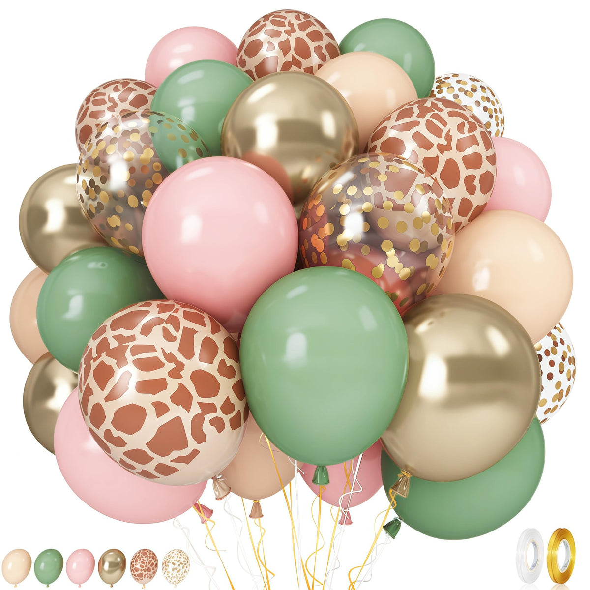 Govpy pink jungle balloons set, 60pcs, 12inch, ideal for bright birthday backdrops