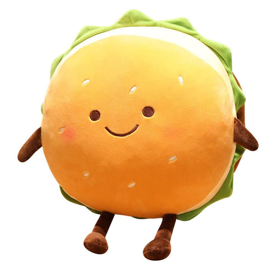 Goylmc Hamburger Plush Toy close-up shows soft plush fabric ideal for cuddling.