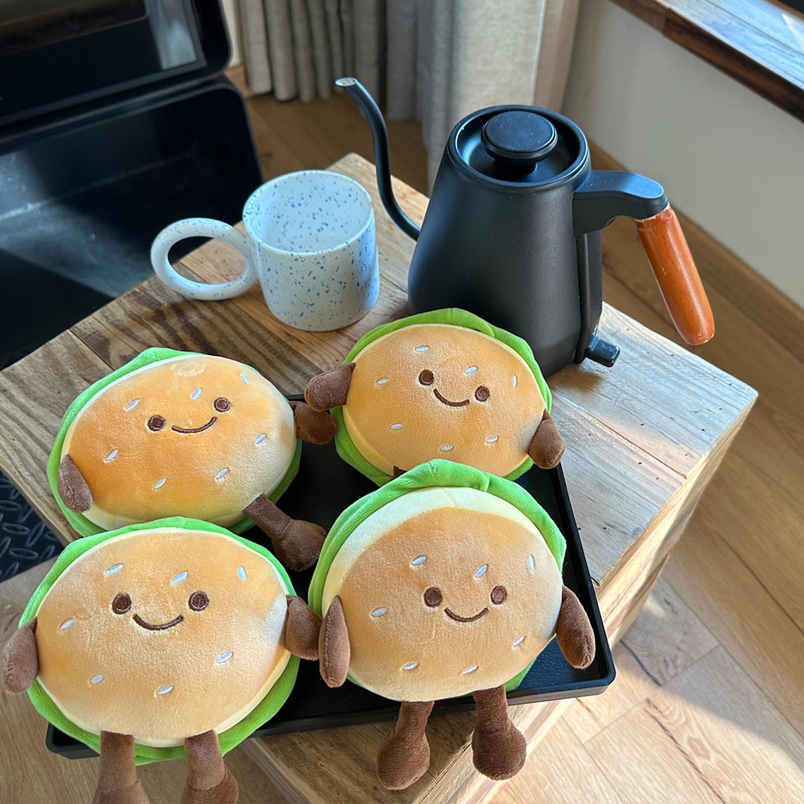 Goylmc Hamburger Plush Toy full-body view highlights cute design for kids' room decor.