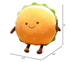 Goylmc Hamburger Plush Toy packaging close-up shows compact vacuum packaging.