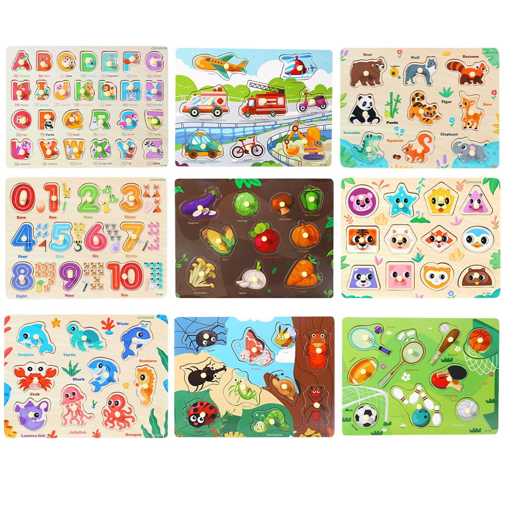 GR GRINNNIE shape puzzle promotes shape recognition and hand-eye coordination.