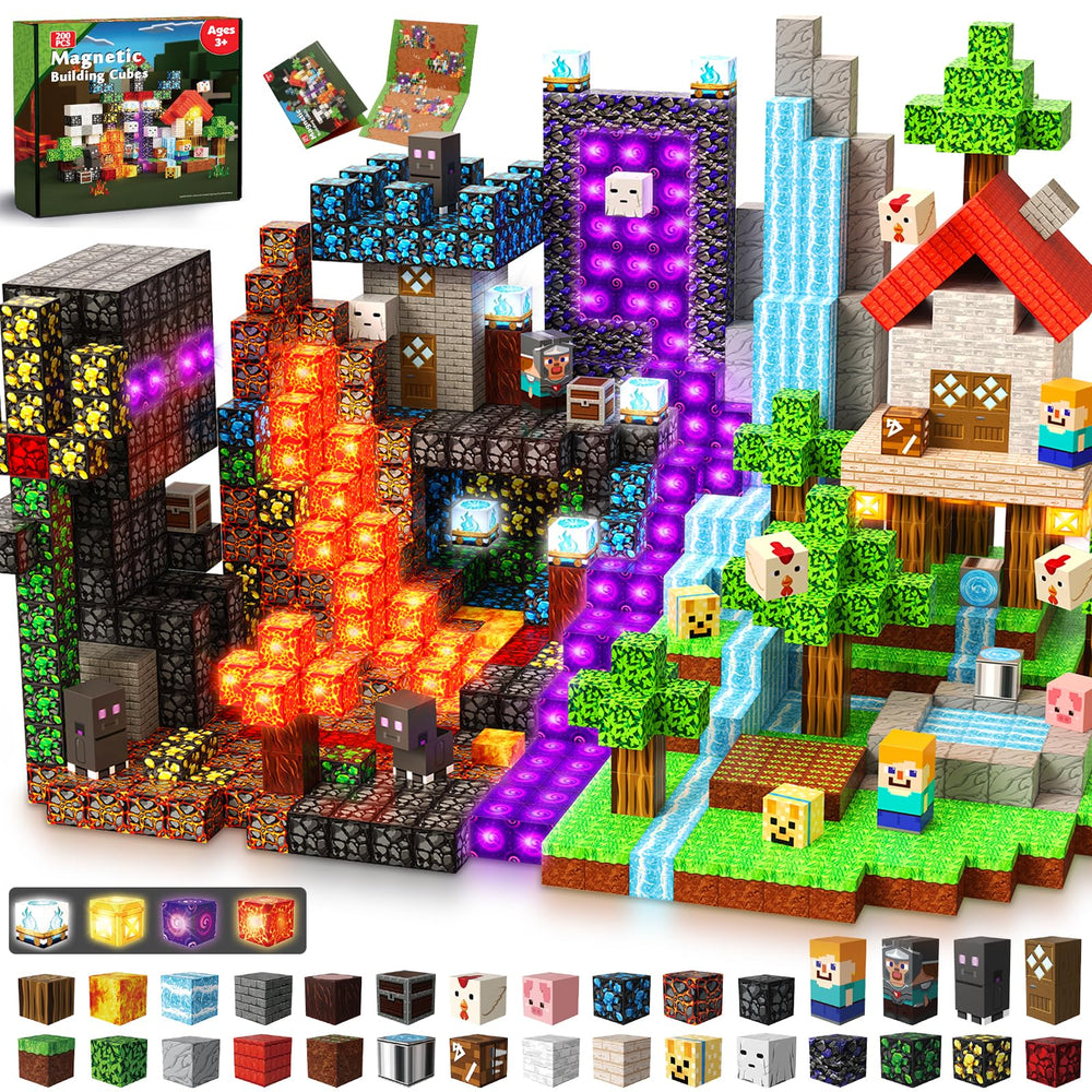 GraceDuck 200pcs magnetic blocks for creative building and STEM learning.