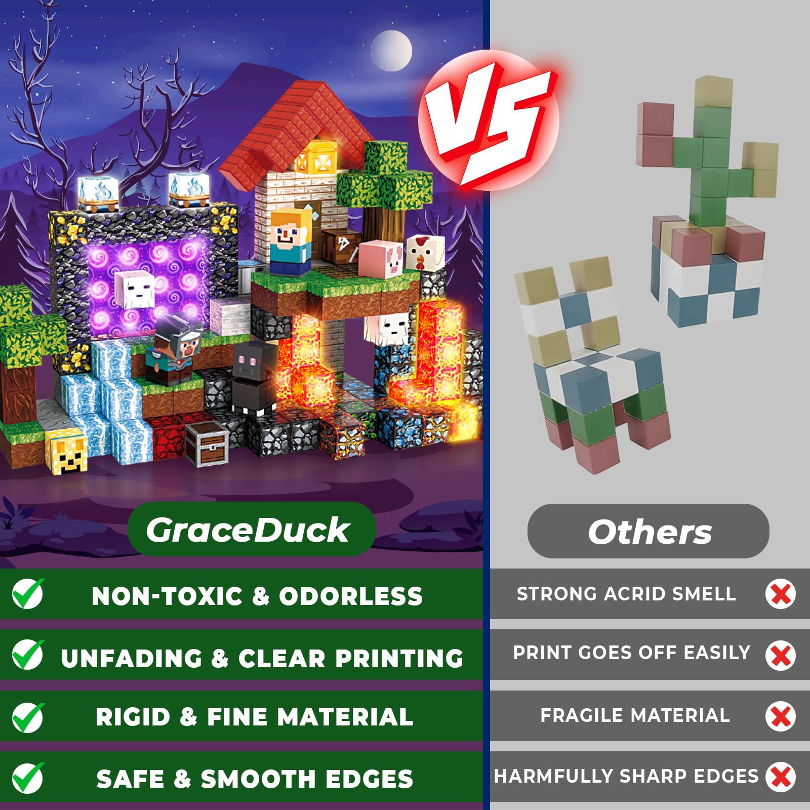 GraceDuck ABS-safe rounded-edge blocks for safe, imaginative play.