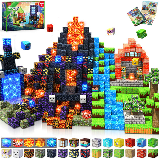 GraceDuck dinosaur-volcano-forest-castle-set with LED blocks sparks imaginative play.