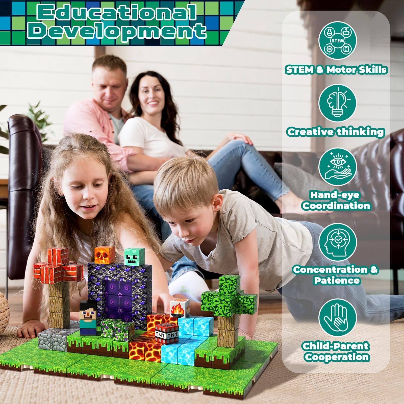 GraceDuck kids building scene illustrates hands-on STEM learning away from screens.