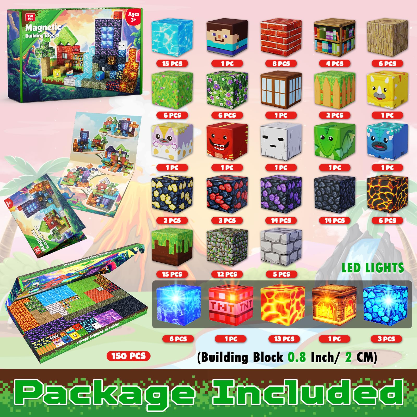 GraceDuck LED magnetic blocks night-light helps kids stay focused during building.