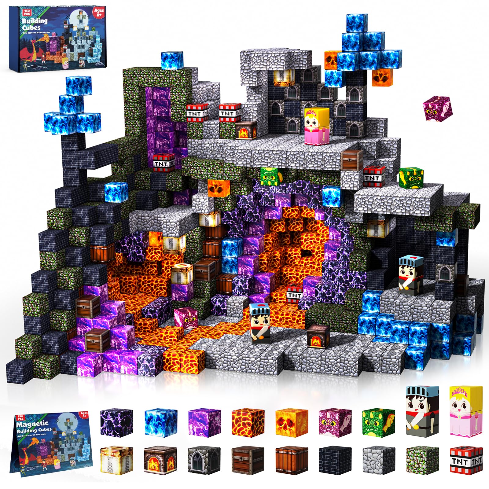 GraceDuck magnetic blocks in a dark castle scene boost imaginative play and fine motor skills.