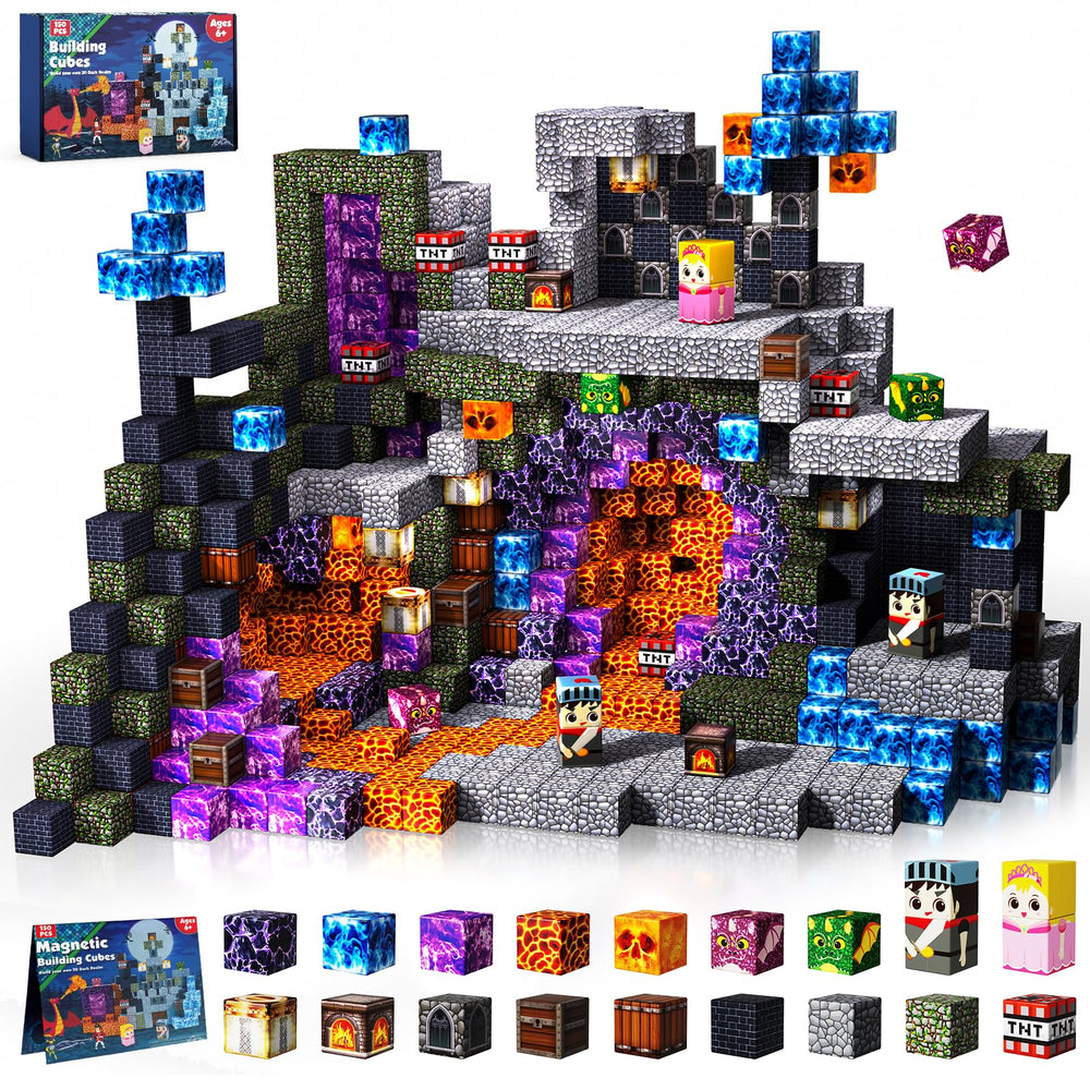 GraceDuck magnetic blocks in a dark castle scene boost imaginative play and fine motor skills.