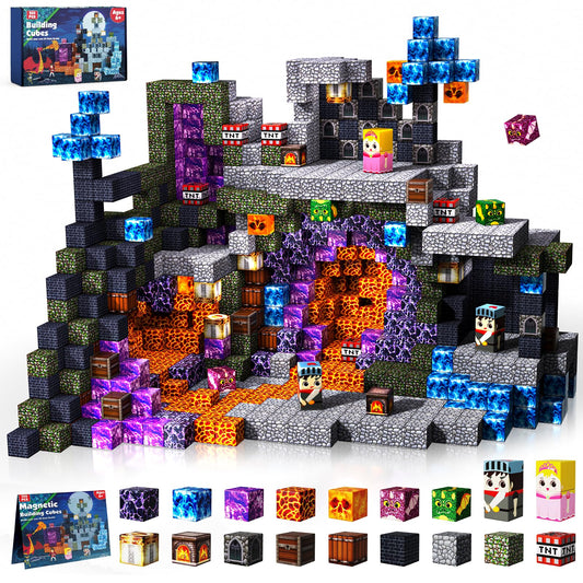 GraceDuck magnetic blocks in a dark castle scene boost imaginative play and fine motor skills.