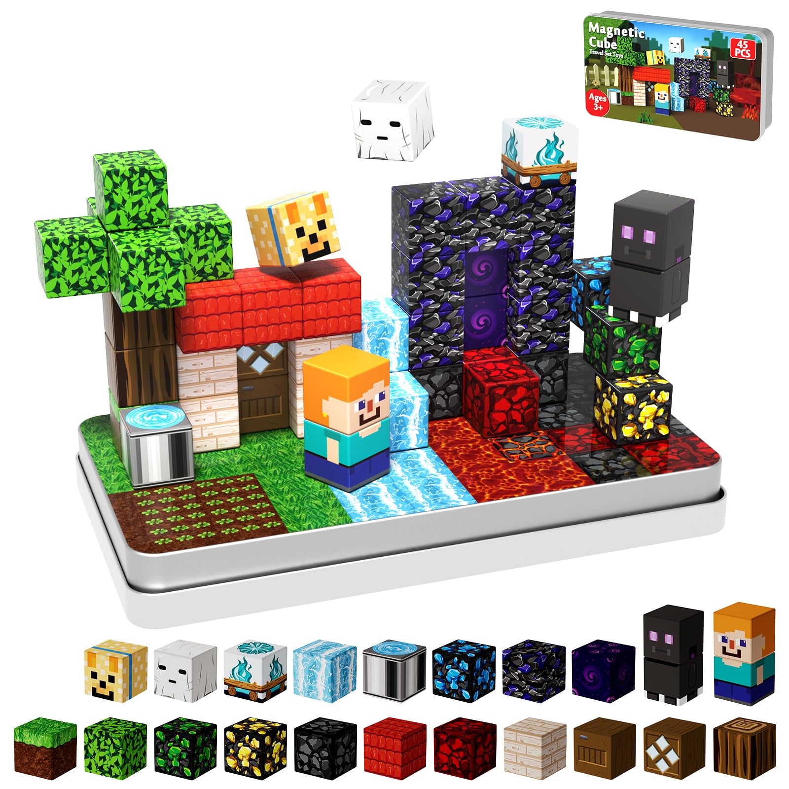 GraceDuck magnetic blocks with iron box provide compact storage and portable play for kids.