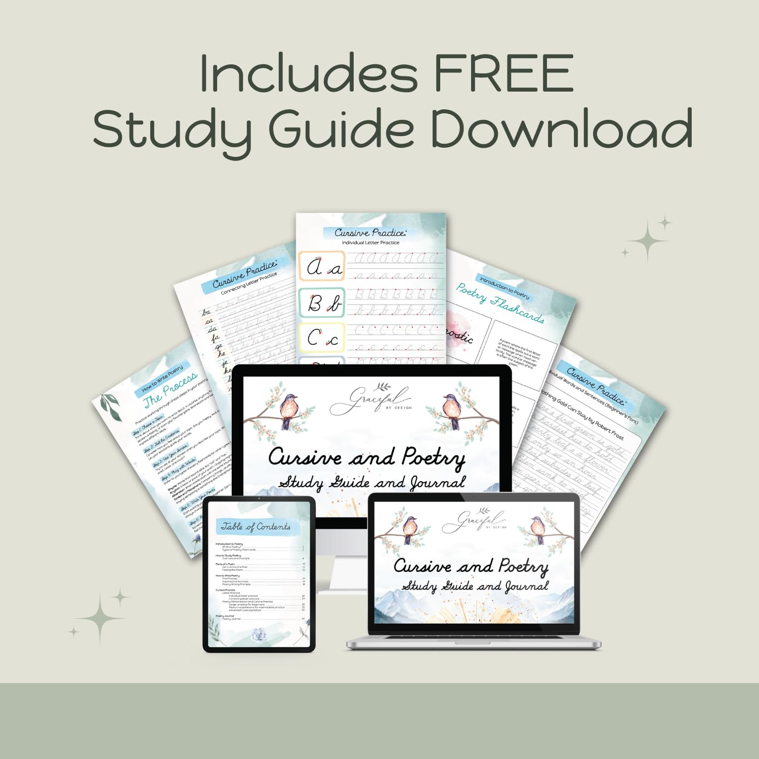 Graceful By Design adults refreshing cursive handwriting through guided practice.