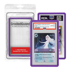 GradedGuard Amethyst front view showing crystal-clear polycarbonate backing for PSA slabs.