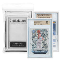 GradedGuard graded card case white front view showing snug fit and raised edges.