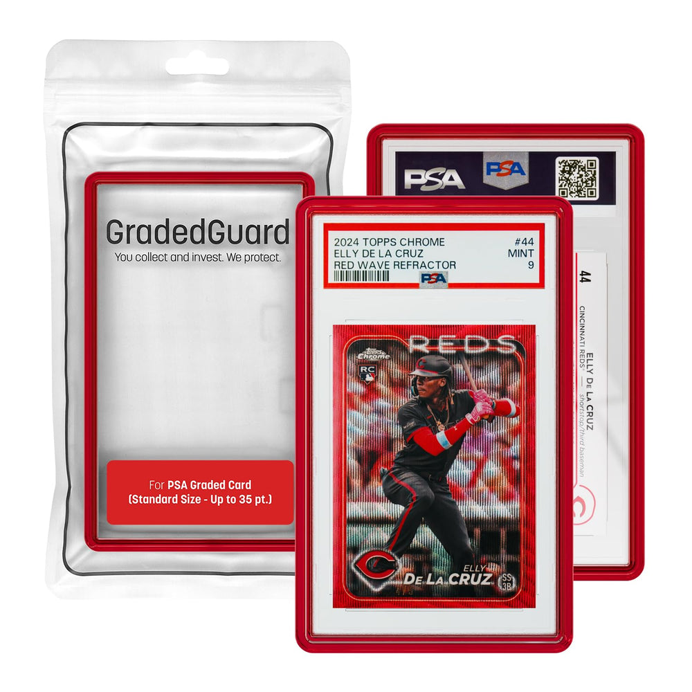 GradedGuard Ruby PSA slab case front view highlights protective, stackable design.