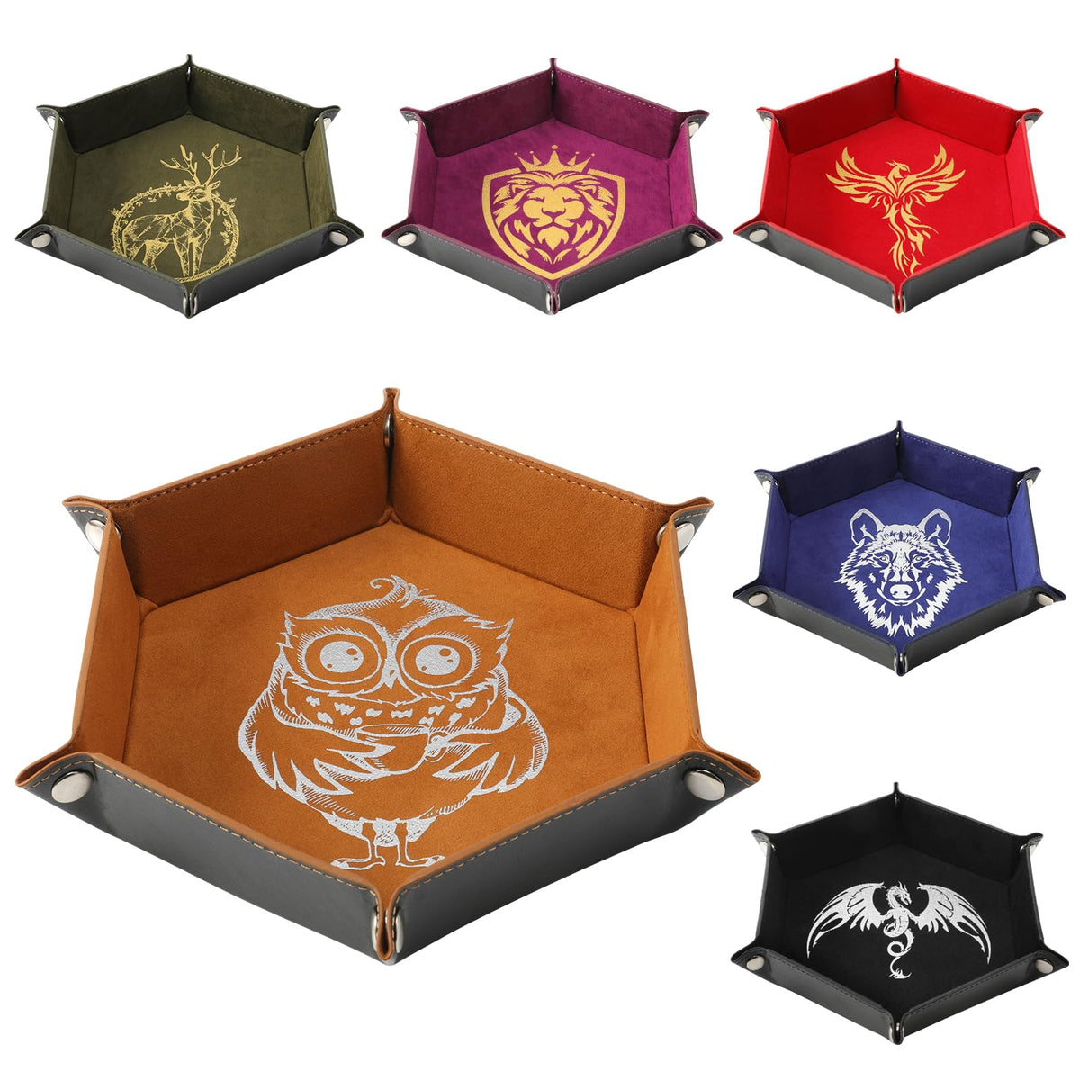 Grajar dice tray with wolf pattern for quiet dice rolling on any table