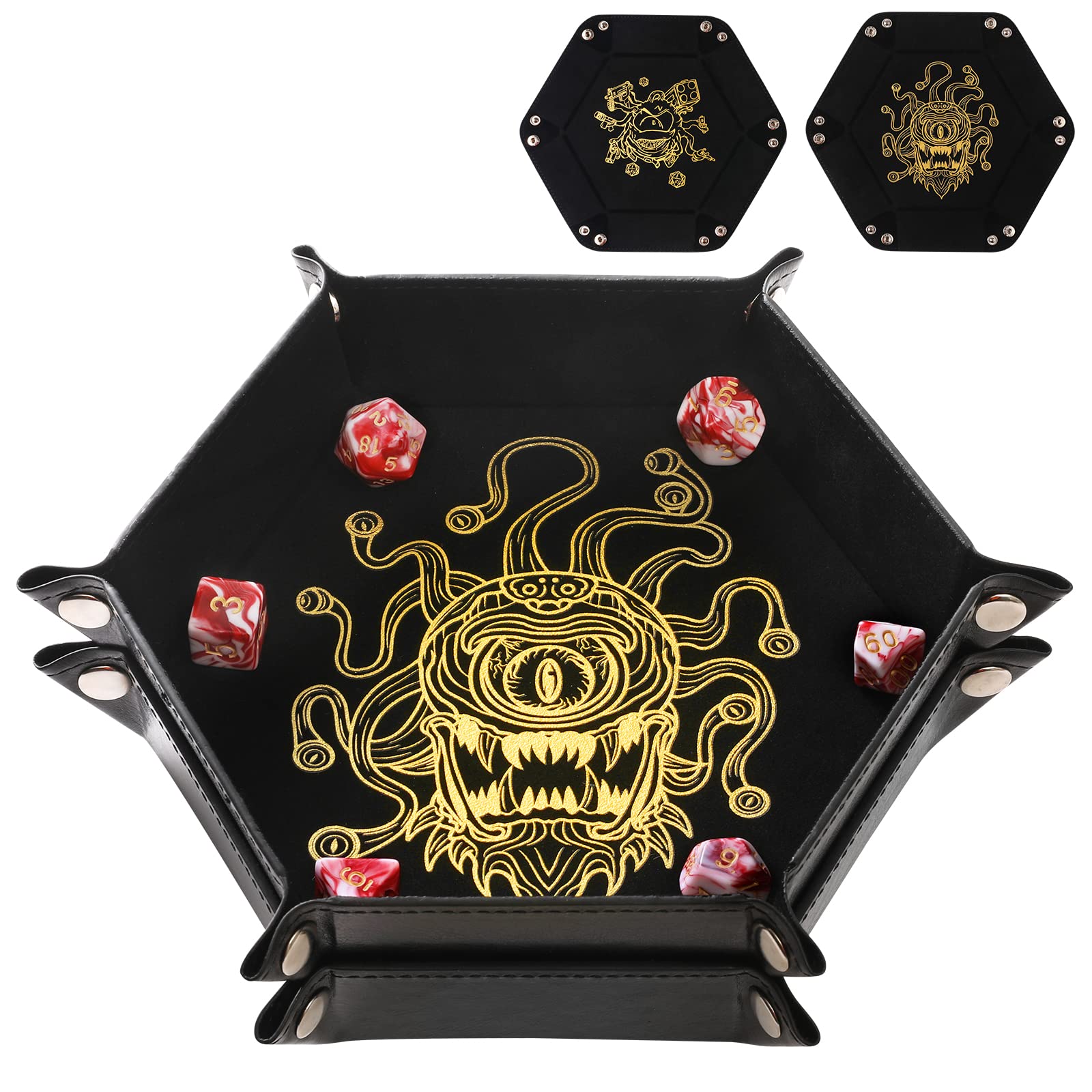 Grajar Beholder dice tray folded for easy portability and quick setup.