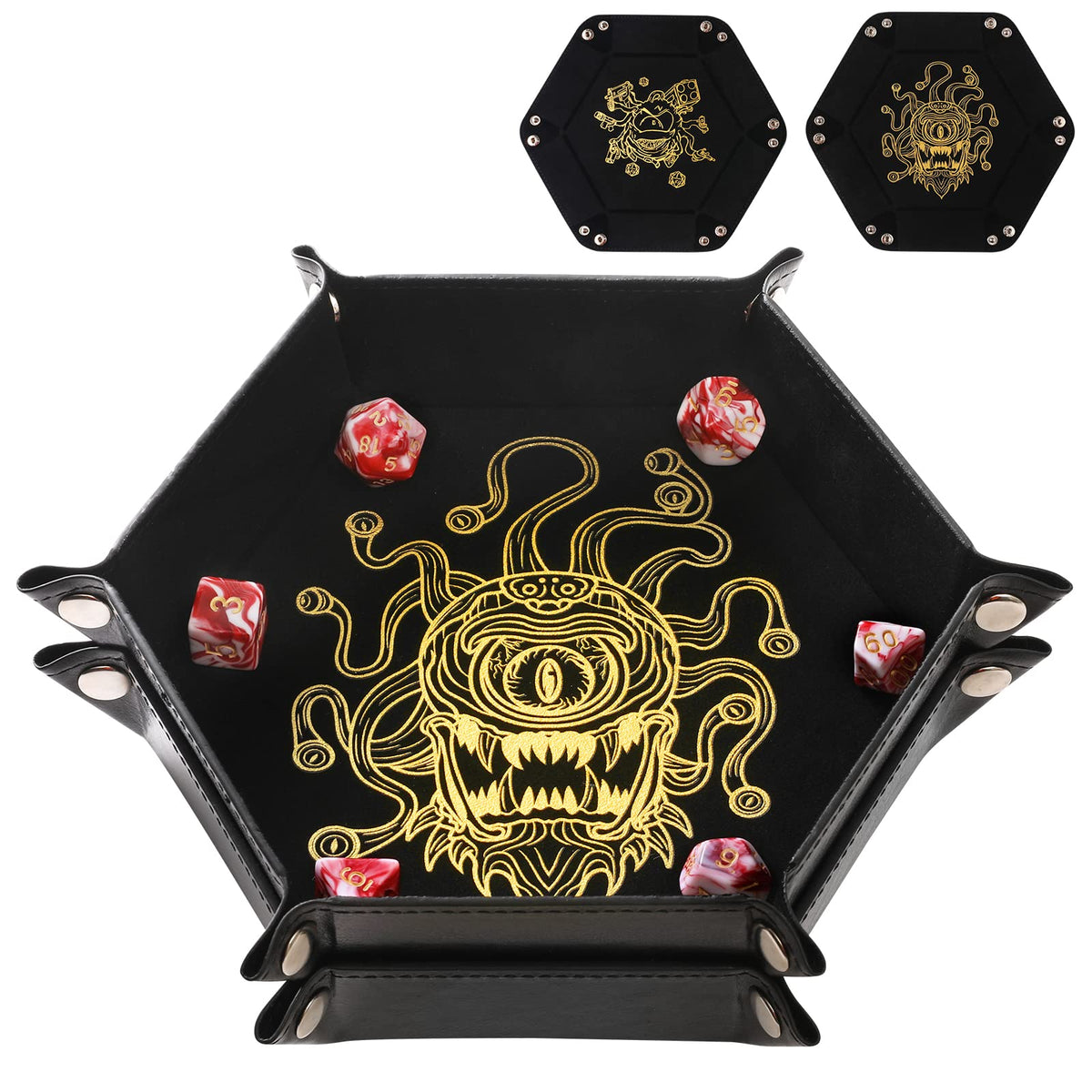 Grajar Beholder dice tray folded for easy portability and quick setup.