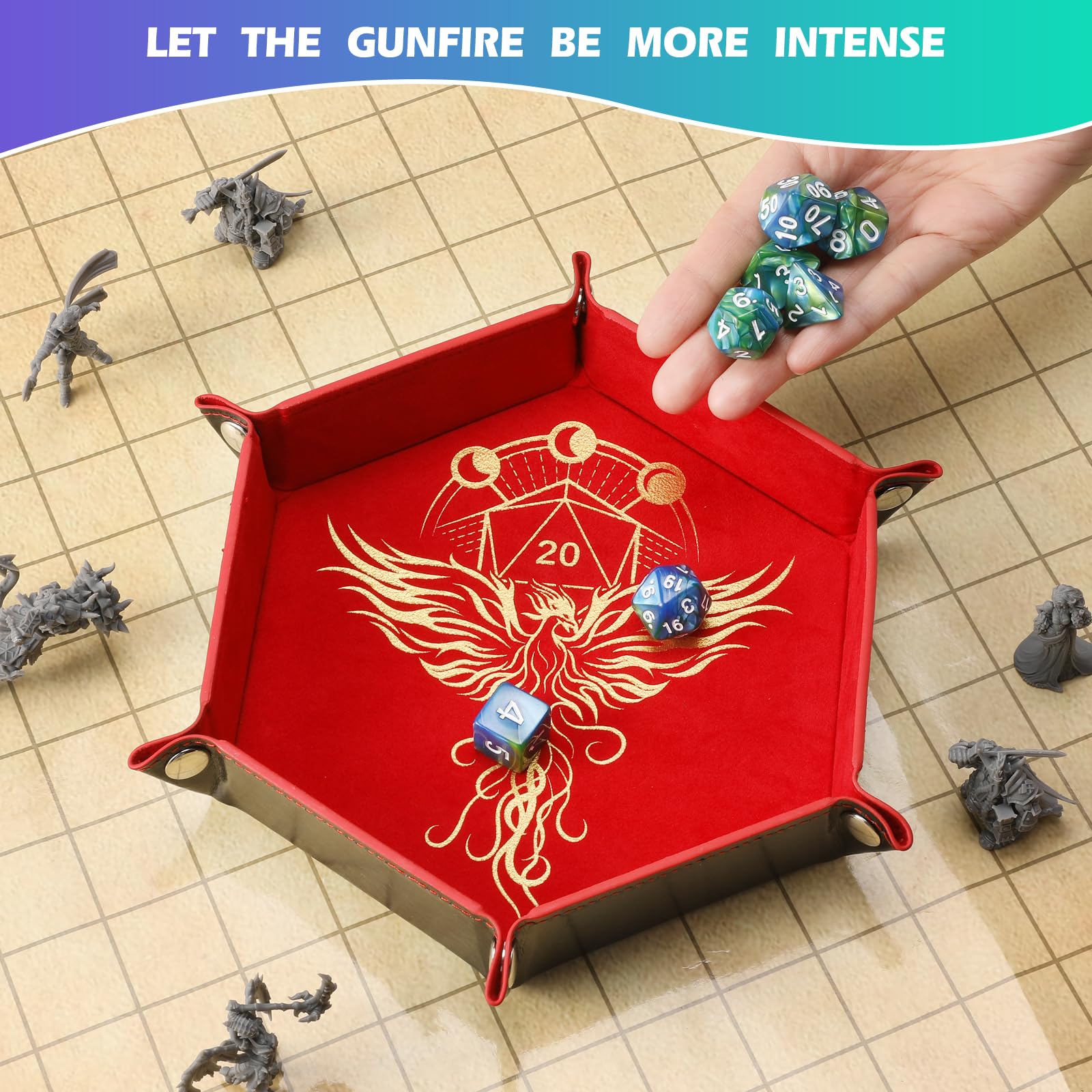 Grajar dice tray with storage for accessories and coins