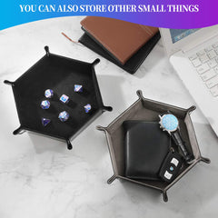Grajar dice tray used on table for organized storage and gameplay.