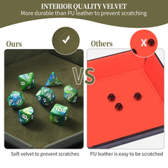 Grajar dice tray open layout shows roomy dice area