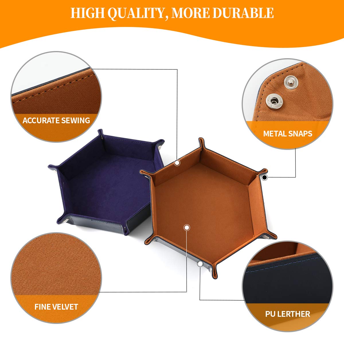 Grajar velvet interior on dice tray cushions dice and reduces noise