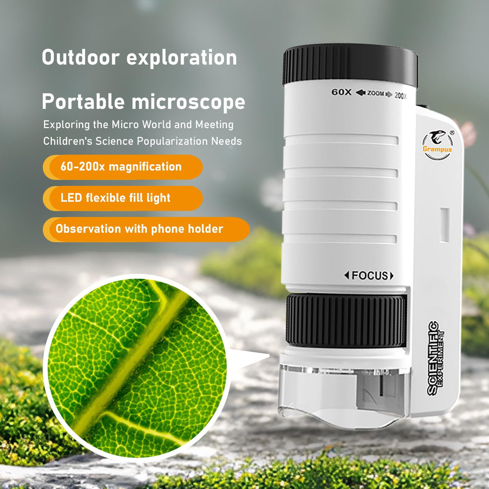 Grampus pocket microscope UV mode reveals surface details.