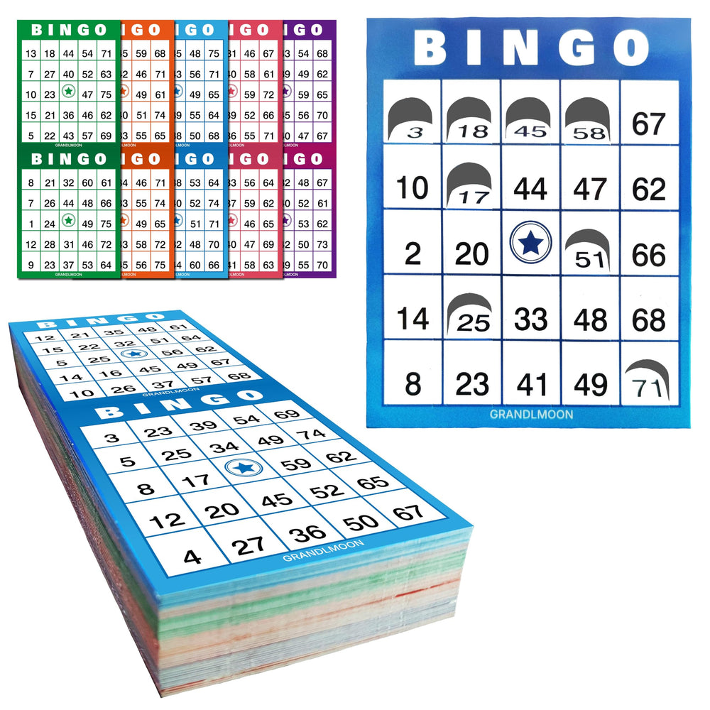 GRANDLMOON 200 windowed bingo cards ready for large-group play without chips