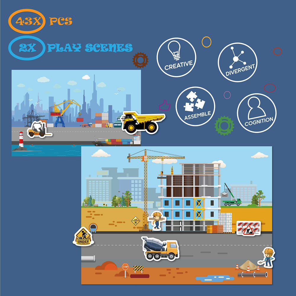 GRANDLMOON magnetic playboard open scenes with highway and seashore for imaginative play