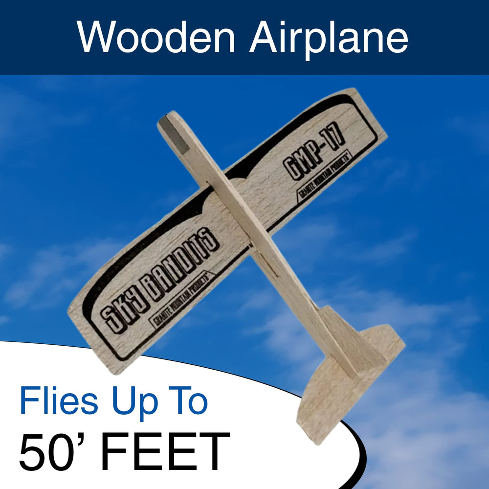 Granite Mountain Products small balsa plane in flight for outdoor play