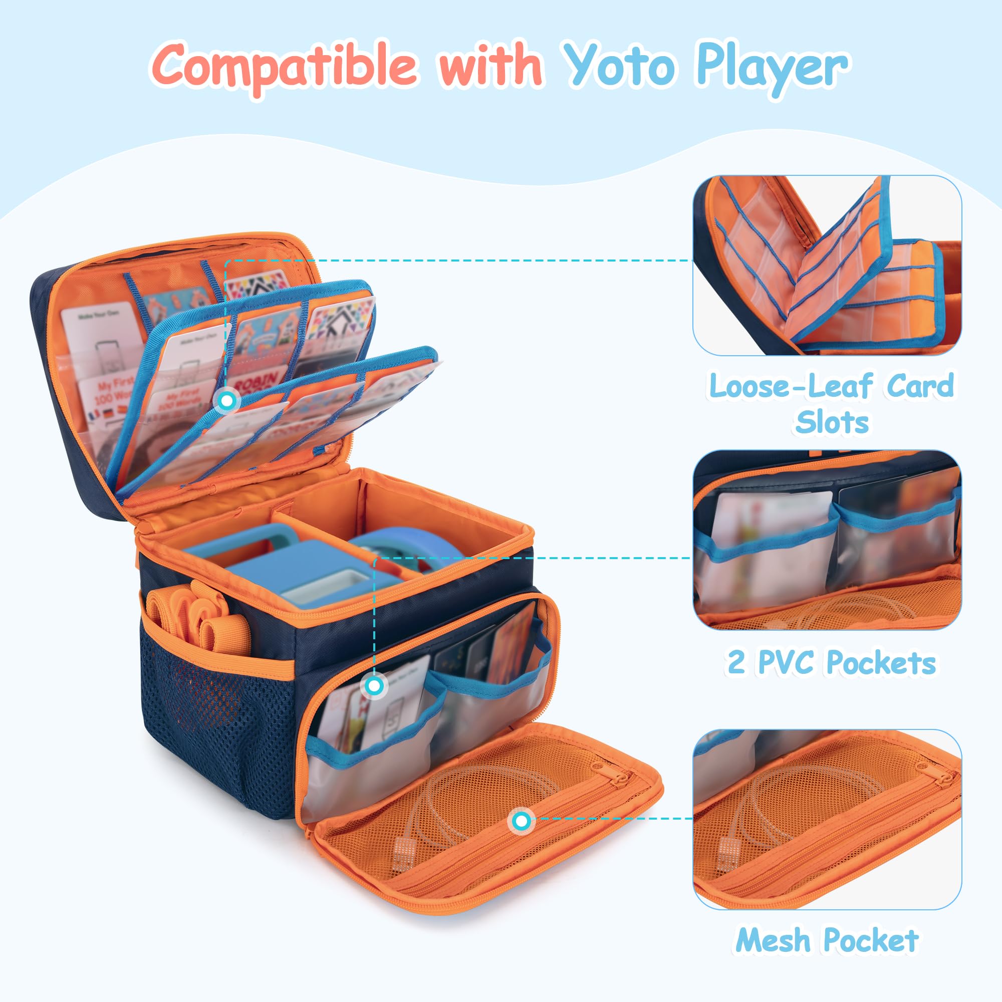 GRAOSO YOTO case open compartment shows main storage for player and cables