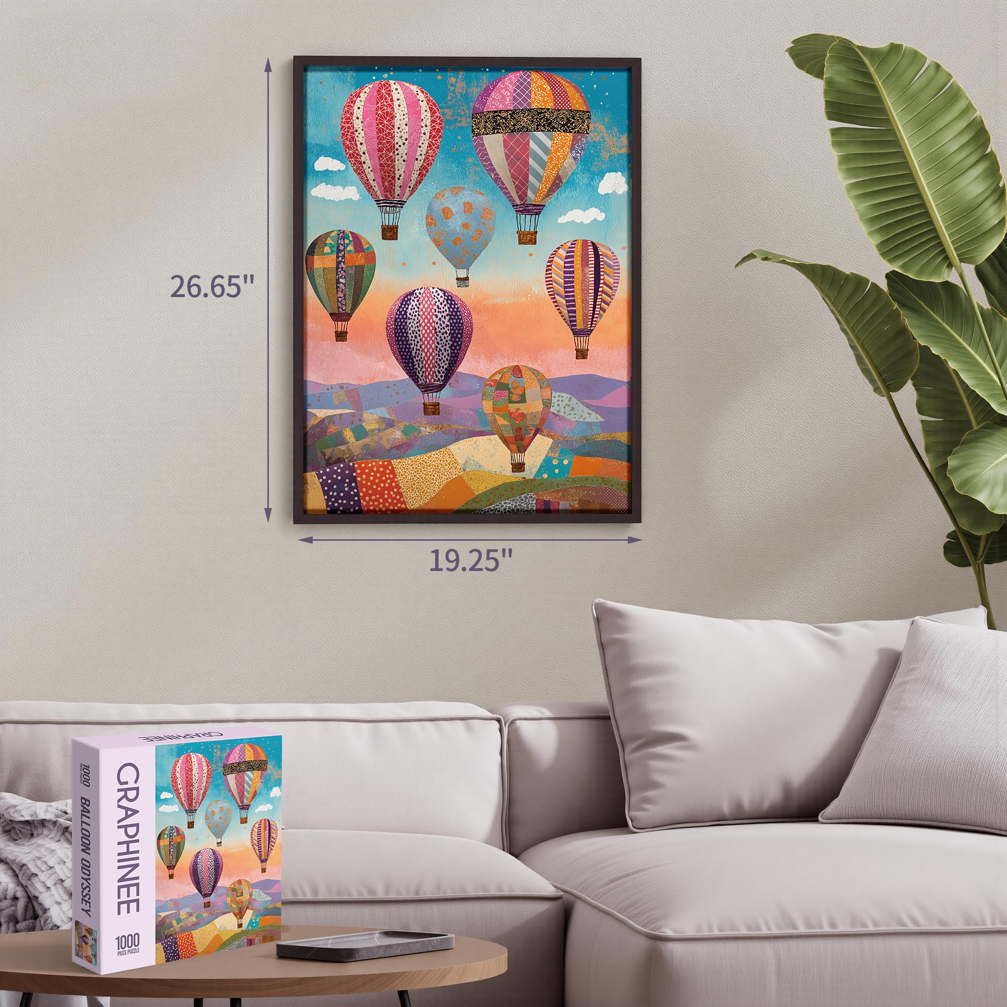 Graphinee hot air balloon scene puzzle ideal for cozy evenings
