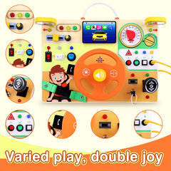 Grarain Busy Board compact size enables travel-friendly fun.